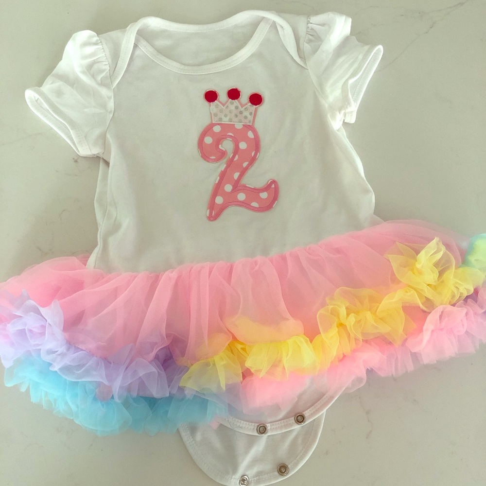 Girl’s “2” onesie with tutu